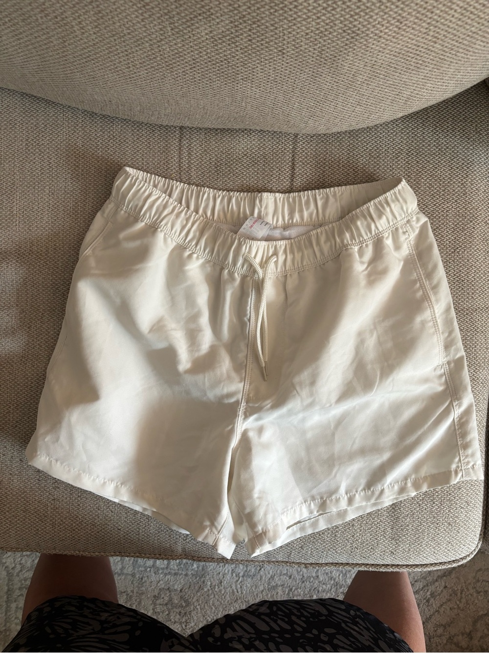 ASOS Cream Elastic Waist Athletic Shorts